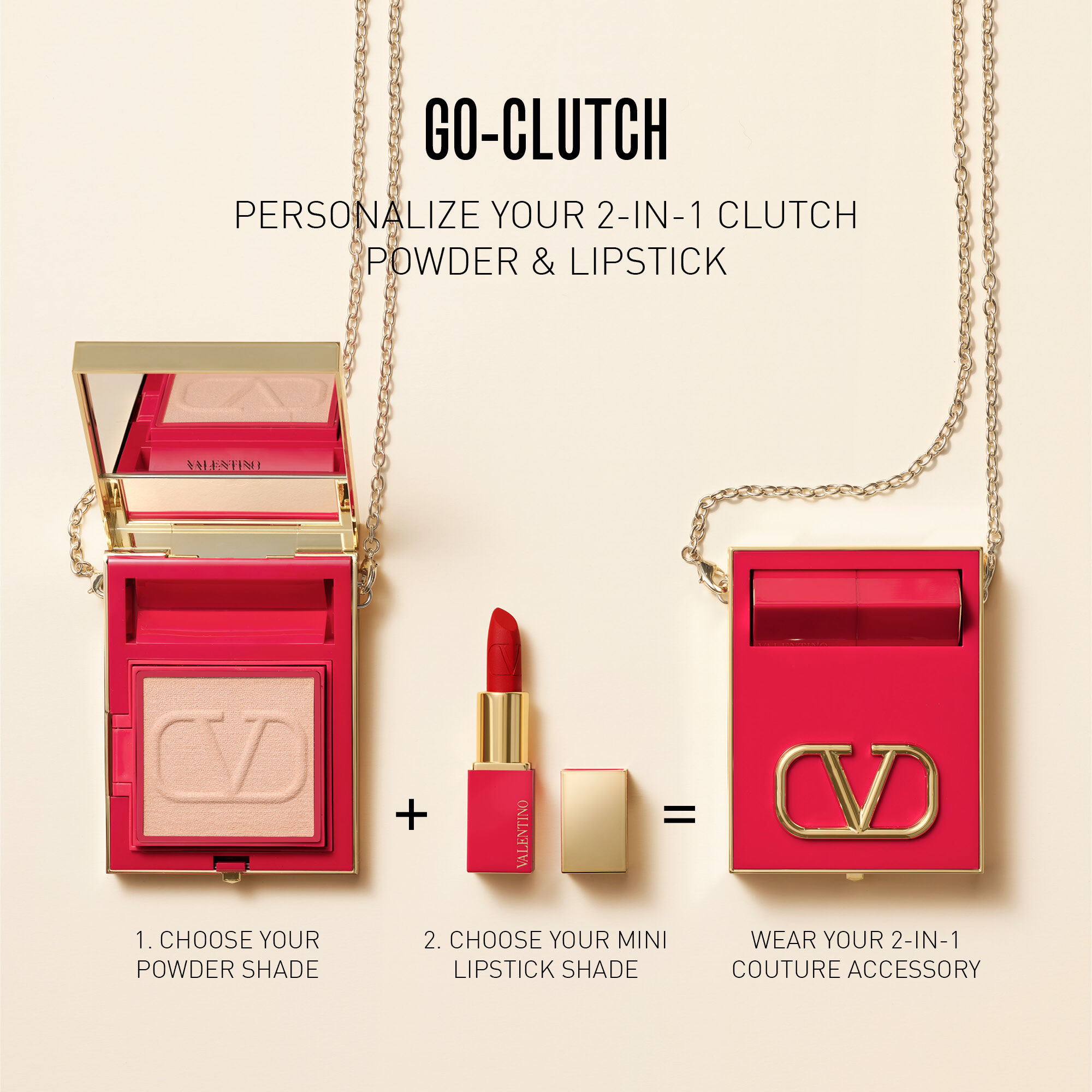 新品 VALENTINO GOクラッチ ＆ 口紅(ミニロッソ） Go-Clutch rechargeable : poudre + rouge à lèvres | Valentino